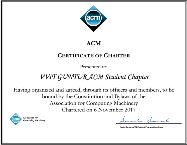 ACM Membership Certificate IT dept